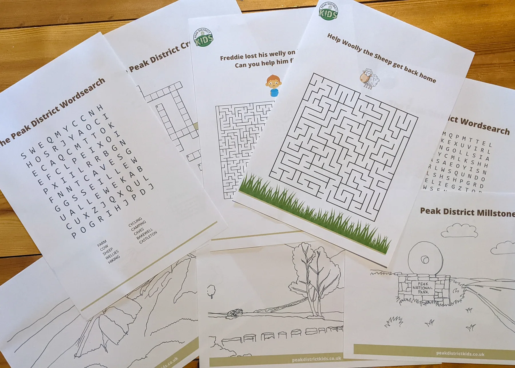 Peak District activity sheets for kids