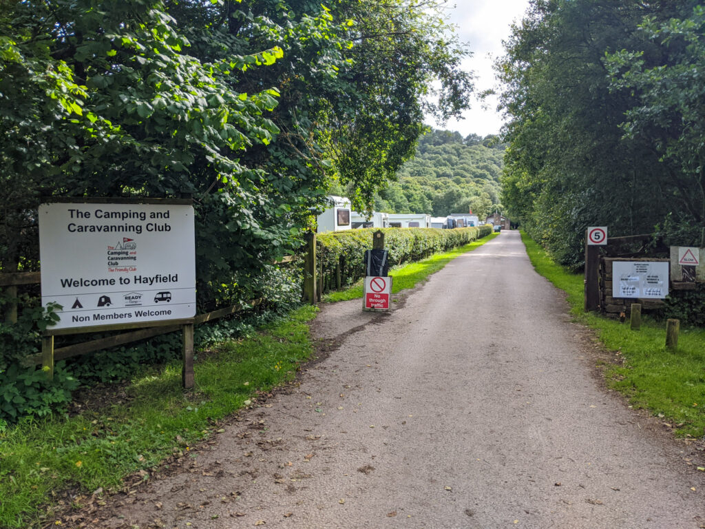 Entrance to Hayfield Campsite (Camping and Caravanning Club)