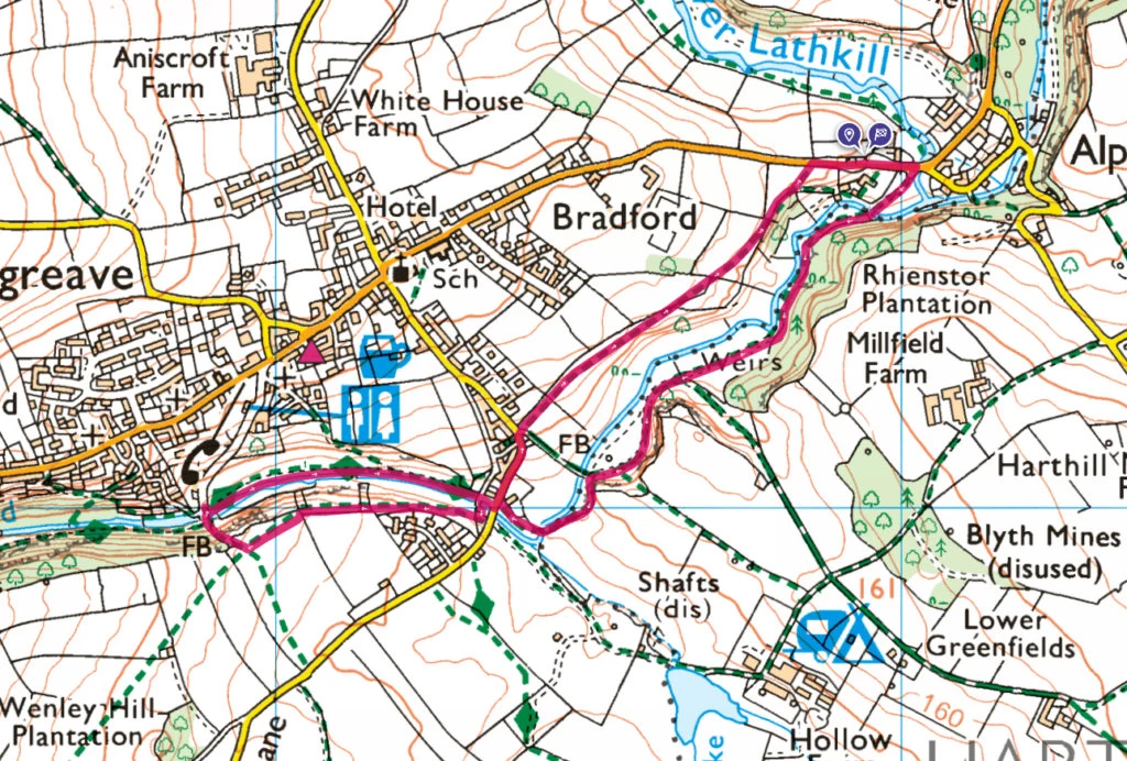 Alport to Youlgreave walk OS Map