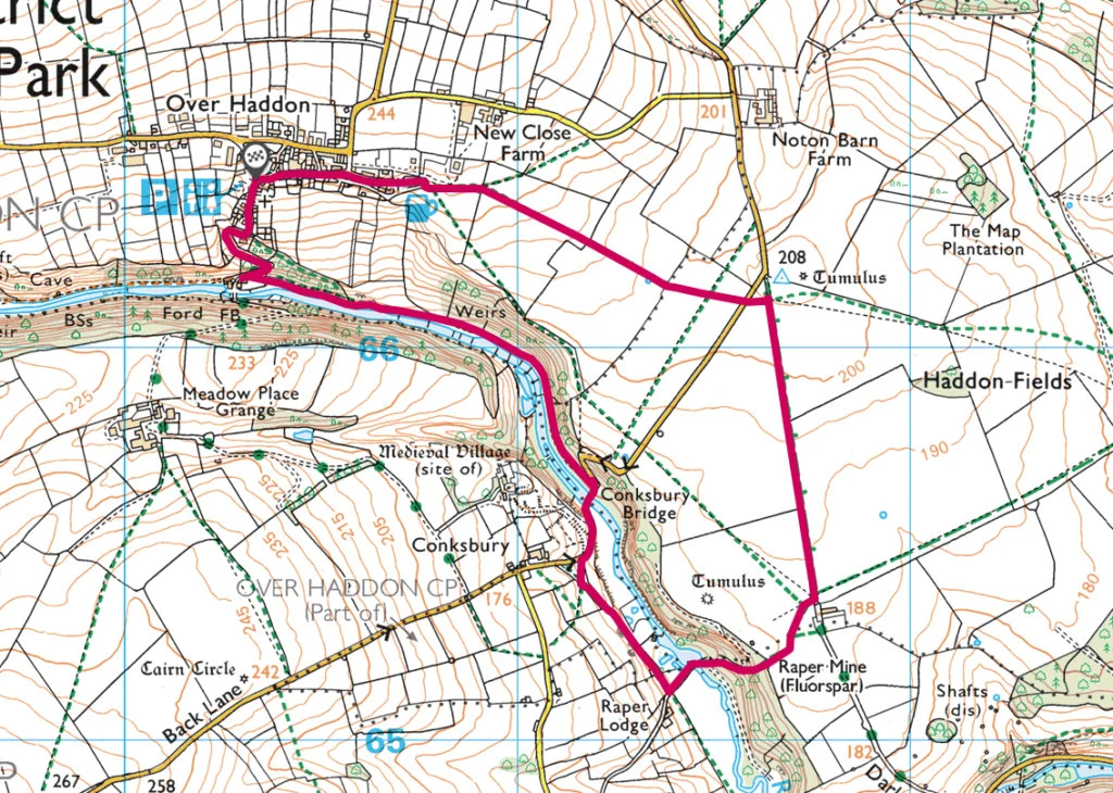 Over Haddon walk OS Map