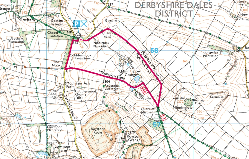 Minninglow walk map