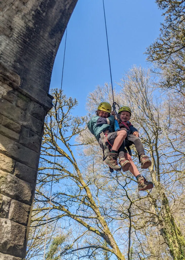 Peak District abseiling from Millers Dale Bridge