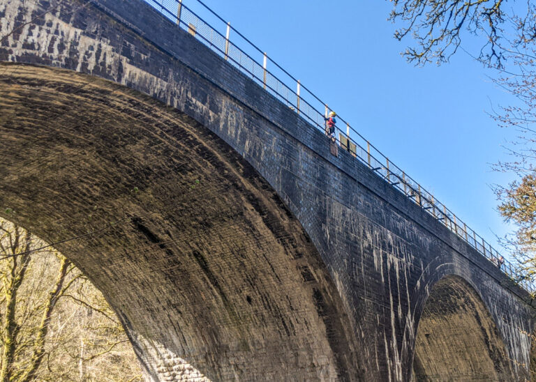 Peak District abseiling from Millers Dale Bridge