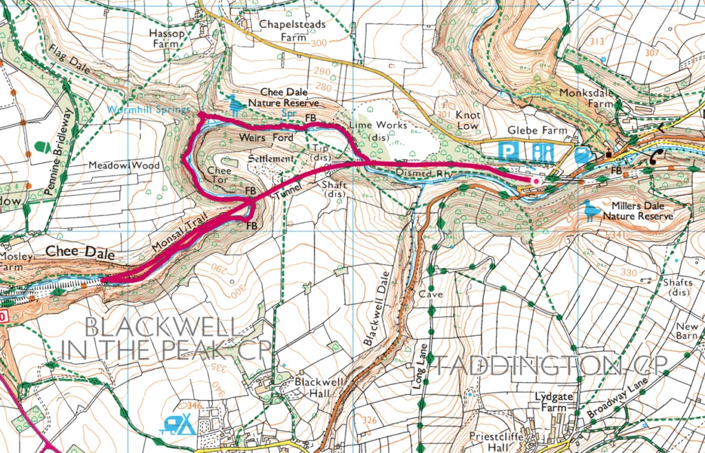 Chee Dale walk OS Map