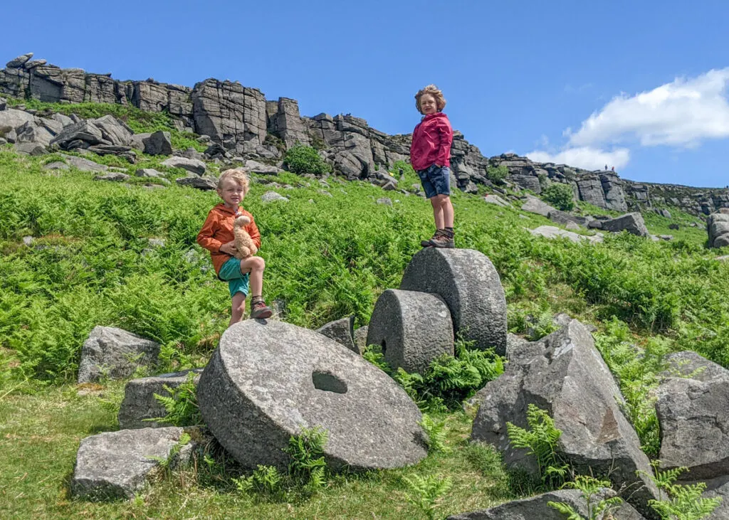 Stanage Edge walk with millstones