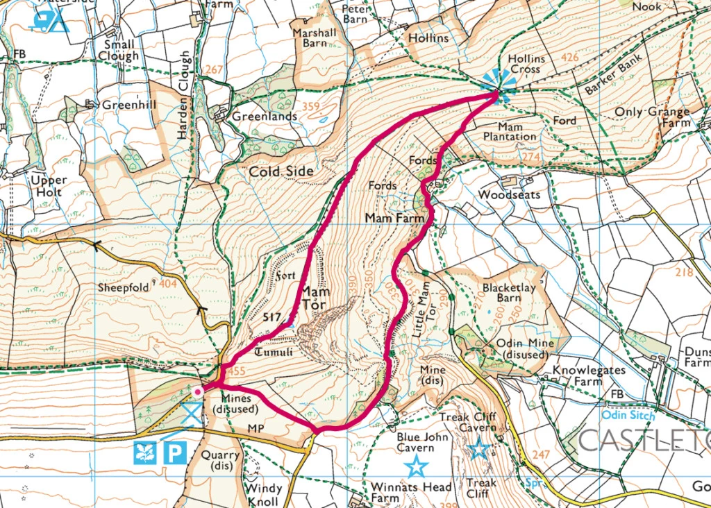 Mam Tor walk map