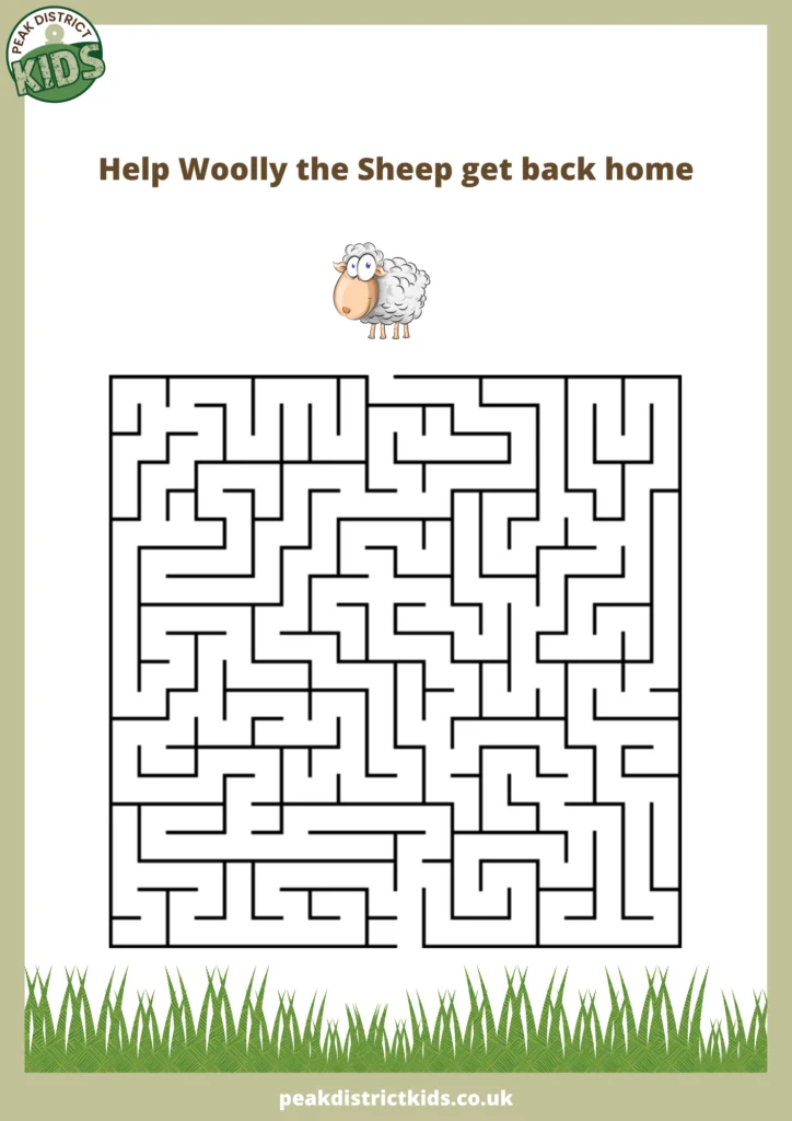 Peak District activity sheet maze