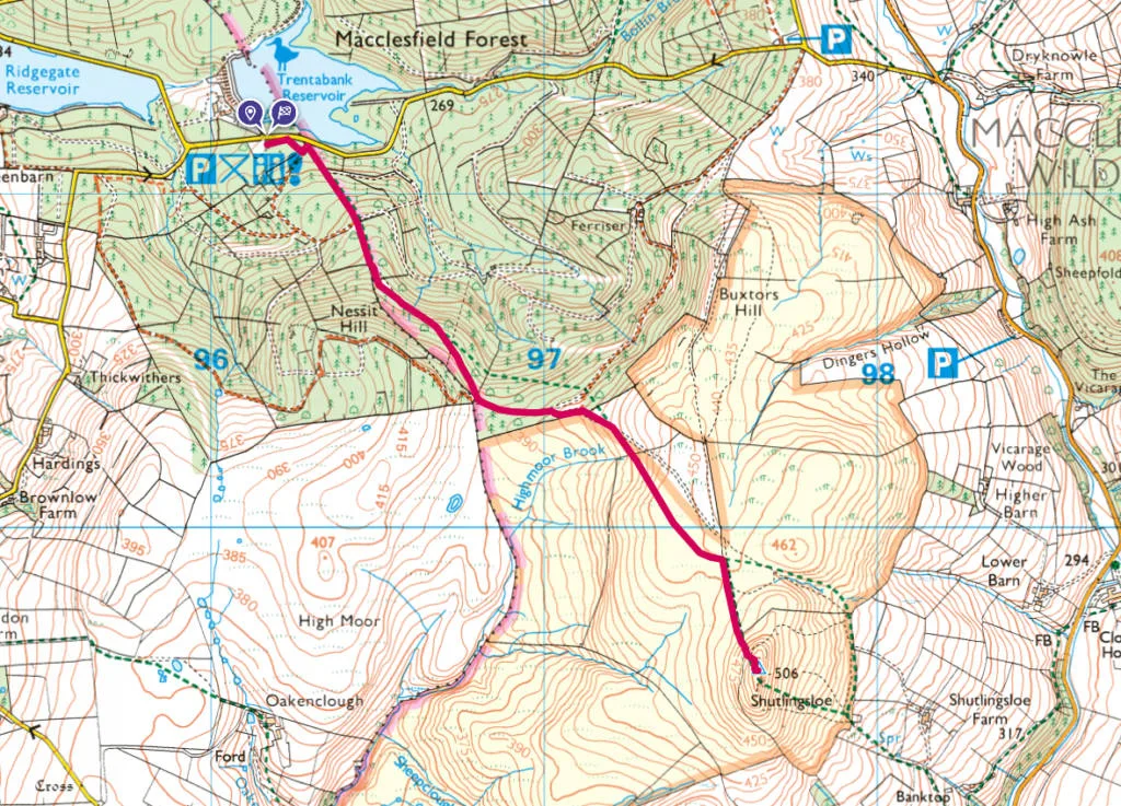 Shutlingsloe walk map