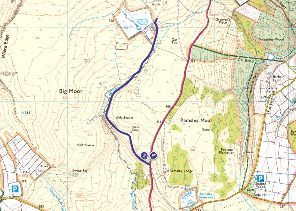 Little Barbrook walk OS Map