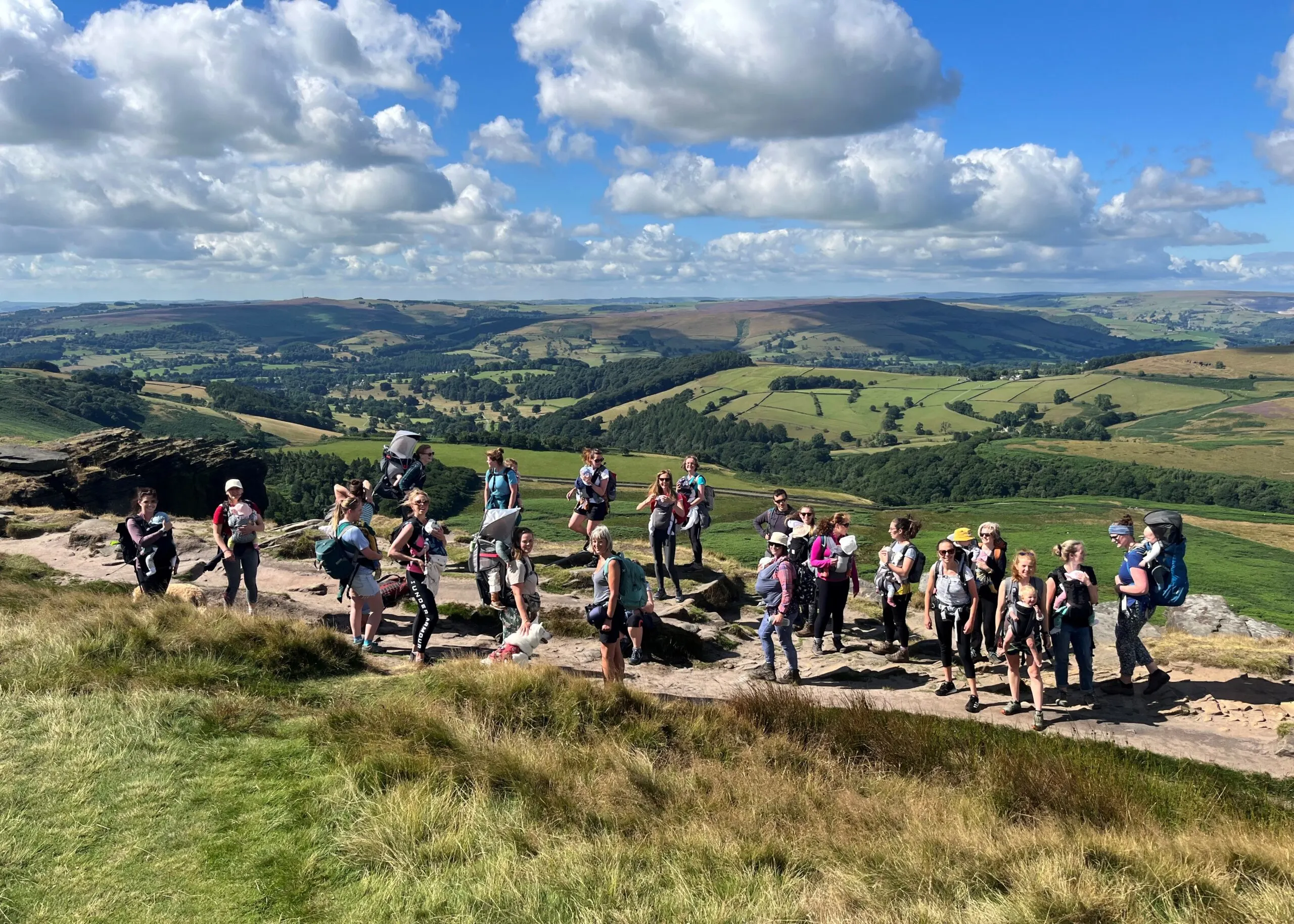 Peak District guided walking group at Stanage Edge