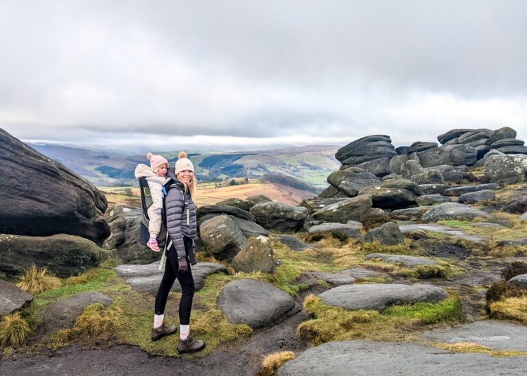 Higger Tor Peak District baby in carrier