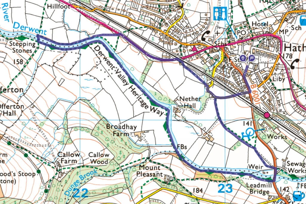 Hathersage Stepping Stones walk map