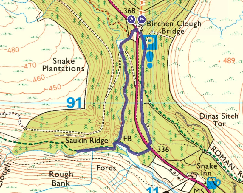 Snake Woodlands walk OS Map