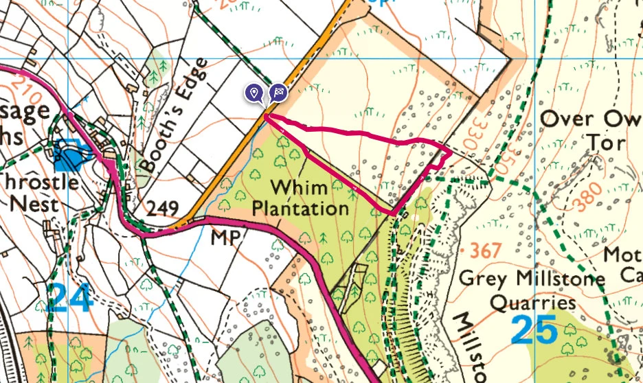 Whim Wood and Little Moor toddler walk OS map