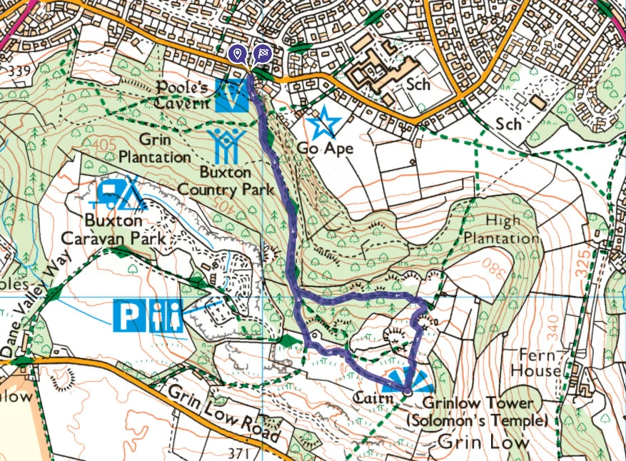 Solomon's Temple walk OS map