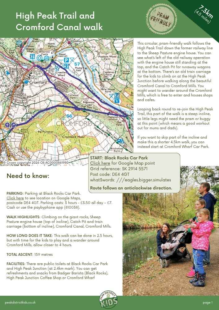 High Peak Trail and Cromford Canal walk (printable download) - 7.3km