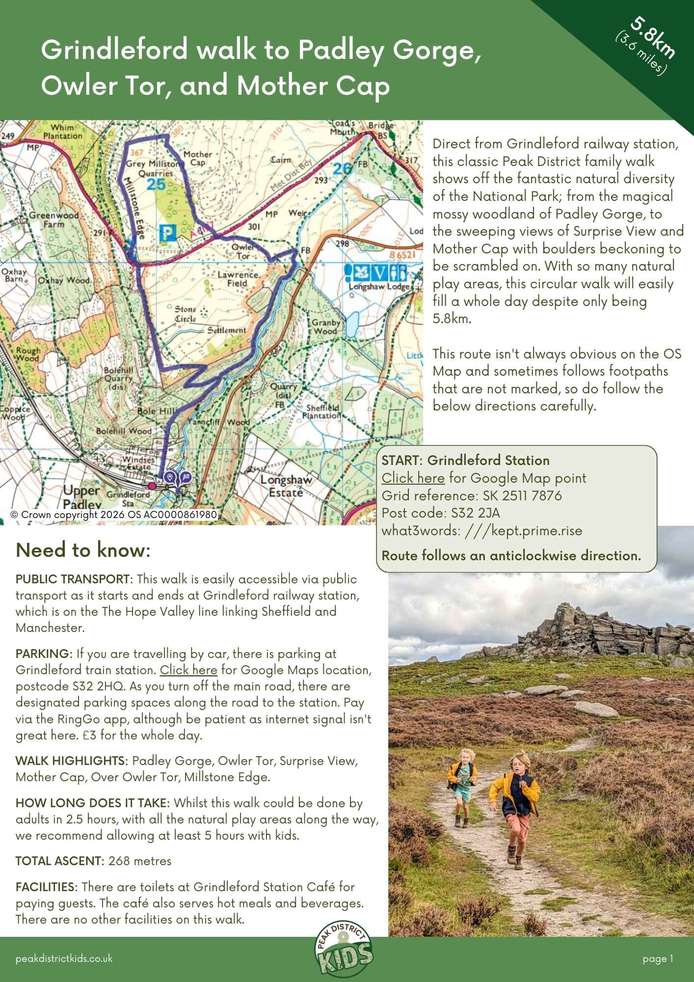 Grindleford walk to Padley Gorge and Mother Cap pdf cover