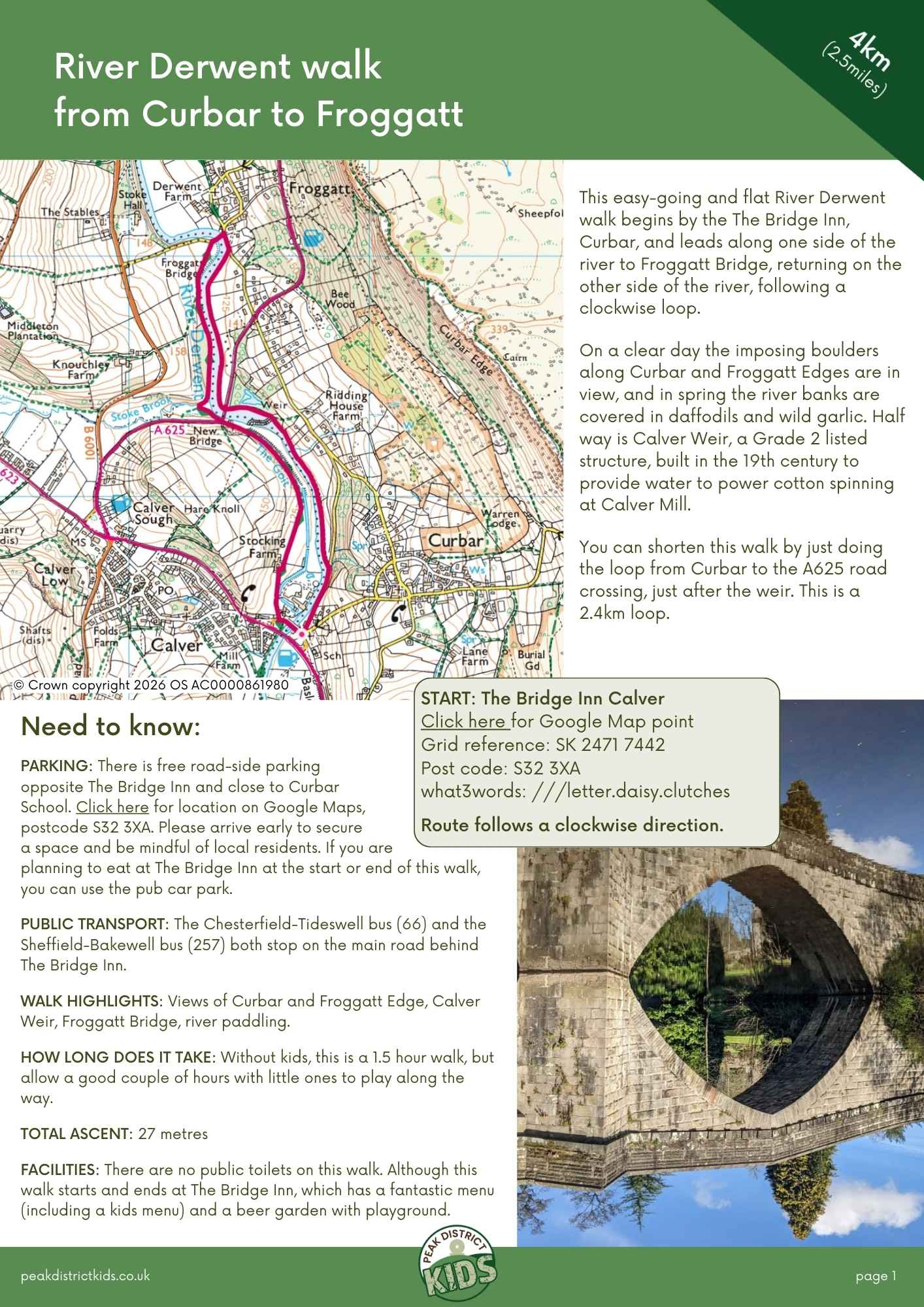 PDF River Derwent walk from Curbar to Froggatt pdf cover